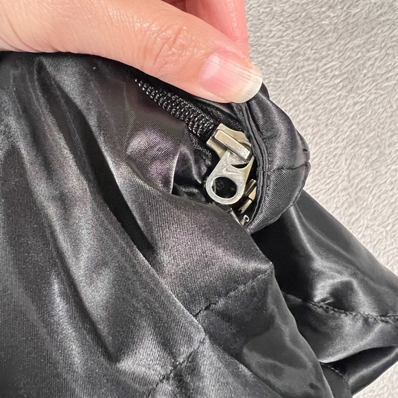 VTG Nike Jacket Youth XL (16-18) Black Satin Hood Full Zip Removable Sleeves Y2K - Picture 7 of 12